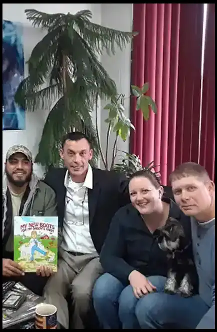 Book Author and Veteran David Haave with fans -- David Haave